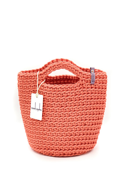 Scandinavian Style Handmade Tote Bag with Short Hands Salmon