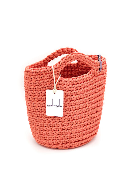 Scandinavian Style Handmade Tote Bag with Short Hands Salmon