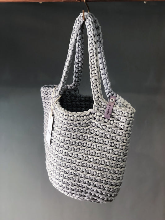 Scandinavian Style Tote Bag Silver Hair Long Handles