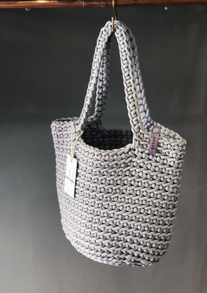 Scandinavian Style Tote Bag Silver Hair Long Handles