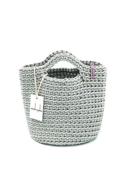 Scandinavian Style Handmade Crochet Tote Bag Stone Gray