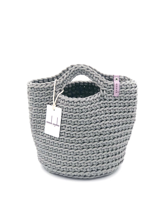 Scandinavian Style Handmade Crochet Tote Bag Stone Gray