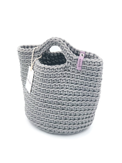 Scandinavian Style Handmade Crochet Tote Bag Stone Gray