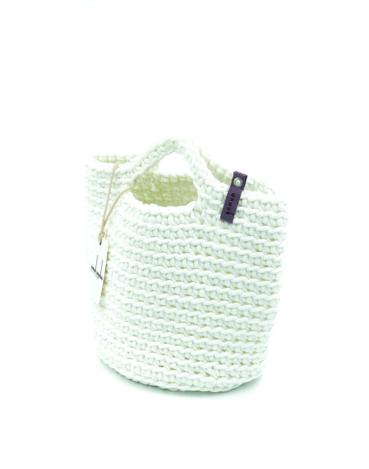 Scandinavian Tote Bag Short Handles Snow Whiteflake Handmade