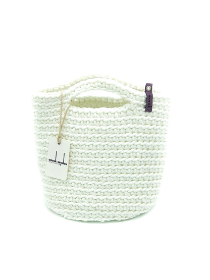 Scandinavian Tote Bag Short Handles Snow Whiteflake Handmade