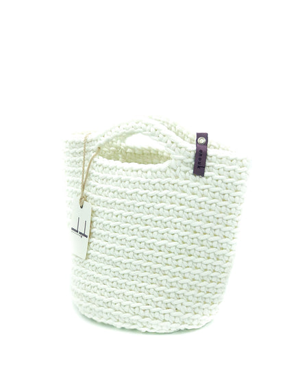 Scandinavian Tote Bag Short Handles Snow Whiteflake Handmade