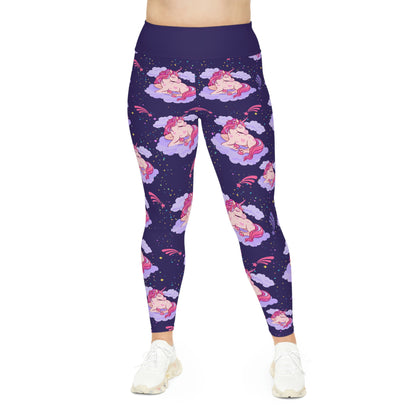 Unicorn Plus Size Leggings One of a Kind Gift - Unique Workout Activewear tights for Mom fitness, Mothers Day, Girlfriend Christmas Gift