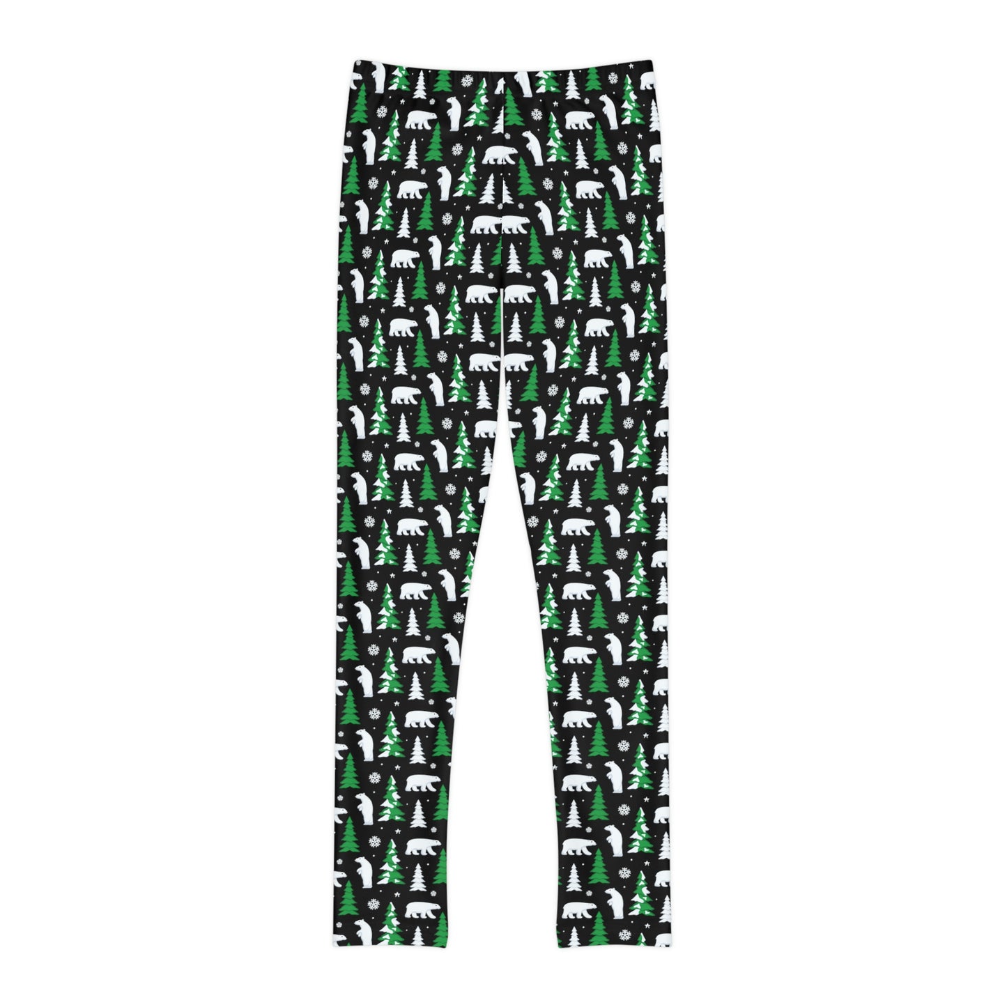 Christmas Tree Bear animal Kingdom Youth Leggings, One of a Kind Gift - Workout Activewear tights for kids, Granddaughter, Niece Christmas Gift