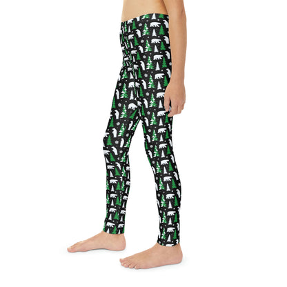 Christmas Tree Bear animal Kingdom Youth Leggings, One of a Kind Gift - Workout Activewear tights for kids, Granddaughter, Niece Christmas Gift