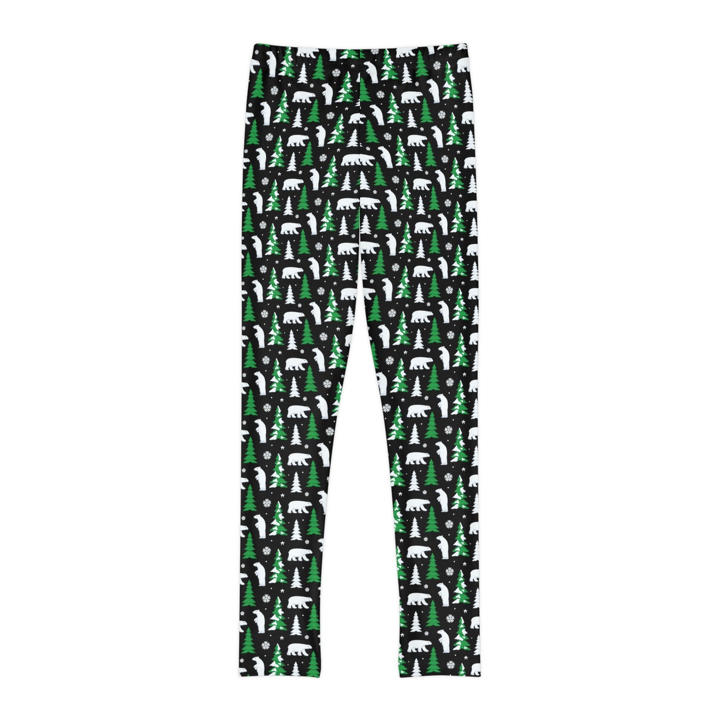 Christmas Tree Bear animal Kingdom Youth Leggings, One of a Kind Gift - Workout Activewear tights for kids, Granddaughter, Niece Christmas Gift