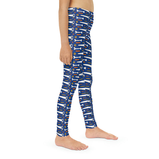 Construction Cute Summer Youth Leggings, One of a Kind Gift - Workout Activewear tights for kids, Granddaughter, Niece Christmas Gift