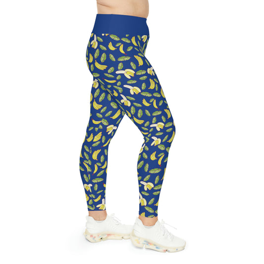 Banana Fruit Plus Size Leggings One of a Kind Gift - Unique Workout Activewear tights for Mom fitness, Mothers Day, Girlfriend Christmas Gift