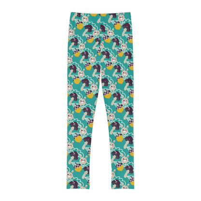 Bunny Mushroom Youth Leggings,  One of a Kind Gift - Unique Workout Activewear tights for  kids Fitness , Daughter, Niece  Christmas Gift