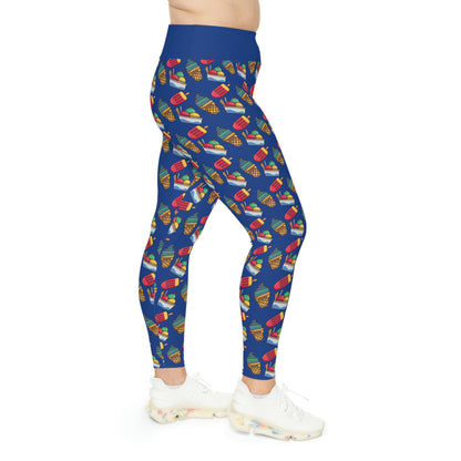 Ice Cream Scoop Cute Summer Plus Size Leggings, One of a Kind Gift - Workout Activewear tights for Mothers Day, Girlfriend