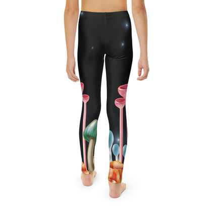 Magic Mushrooms cottagecore, Psychedelic Youth Leggings, One of a Kind - Kids Unique Workout Activewear tights, Daughter, Niece Christmas Gift