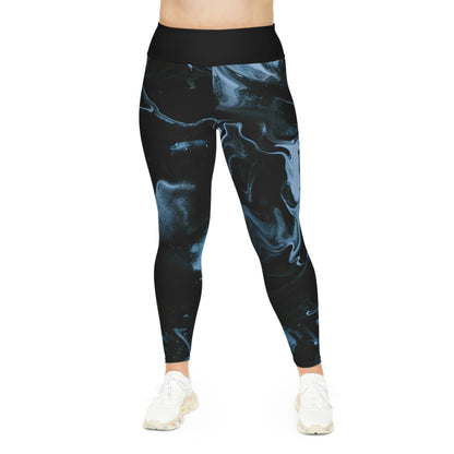 Abstract  Ocean Marble Plus Size Leggings, One of a Kind Workout Activewear for Wife Fitness, Best Friend, mom and me tights Christmas Gift