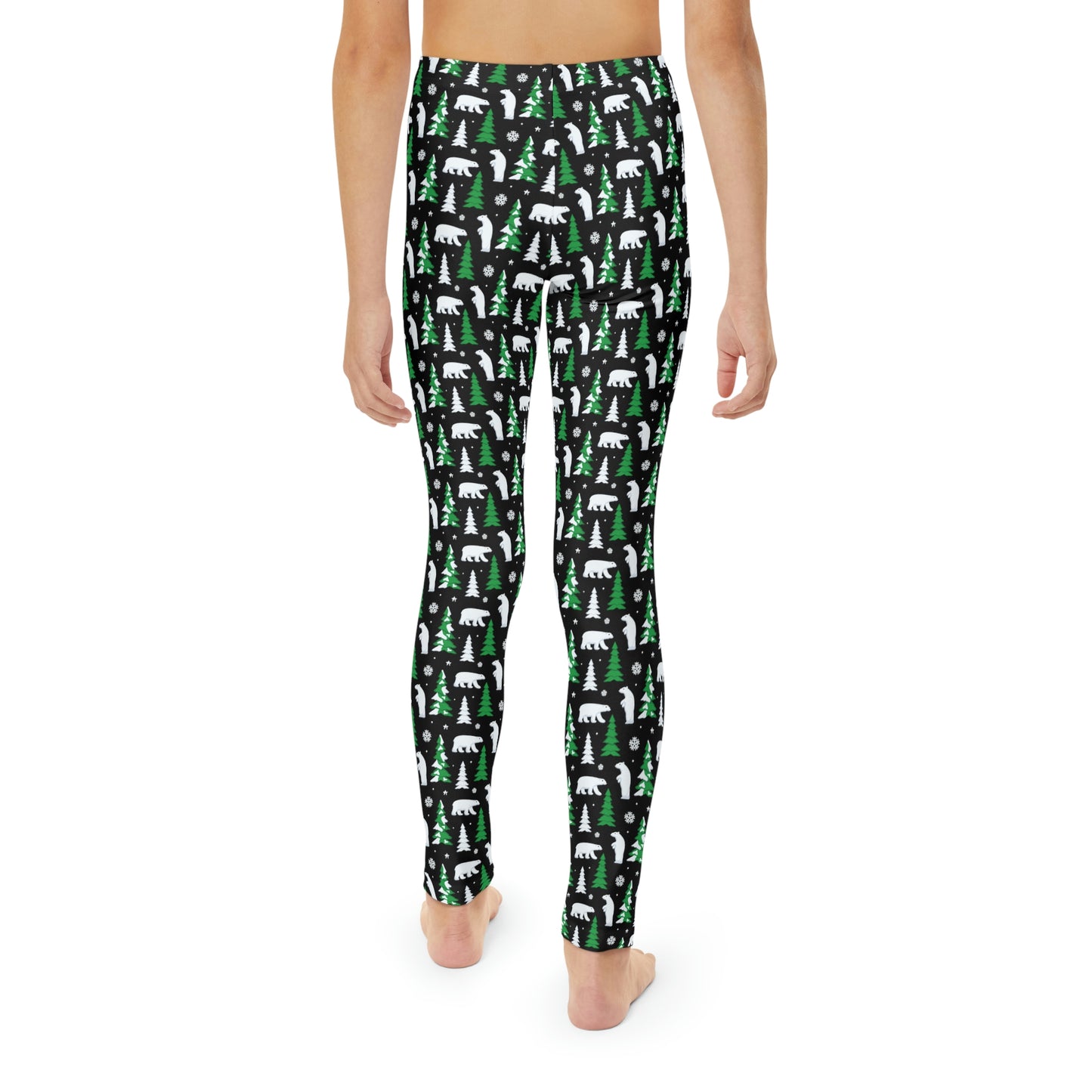 Christmas Tree Bear animal Kingdom Youth Leggings, One of a Kind Gift - Workout Activewear tights for kids, Granddaughter, Niece Christmas Gift