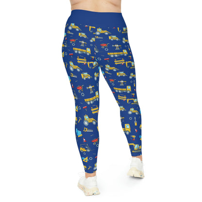 Construction Plus Size Leggings One of a Kind Workout Activewear for Wife Fitness, Best Friend, mom and me tights, Mothers day , Christmas Gift
