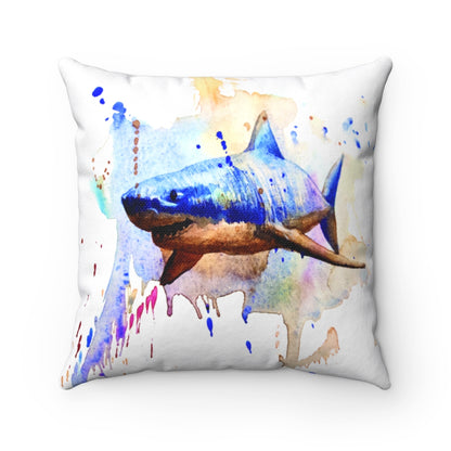 Shark watercolor Spun Polyester Square Pillow