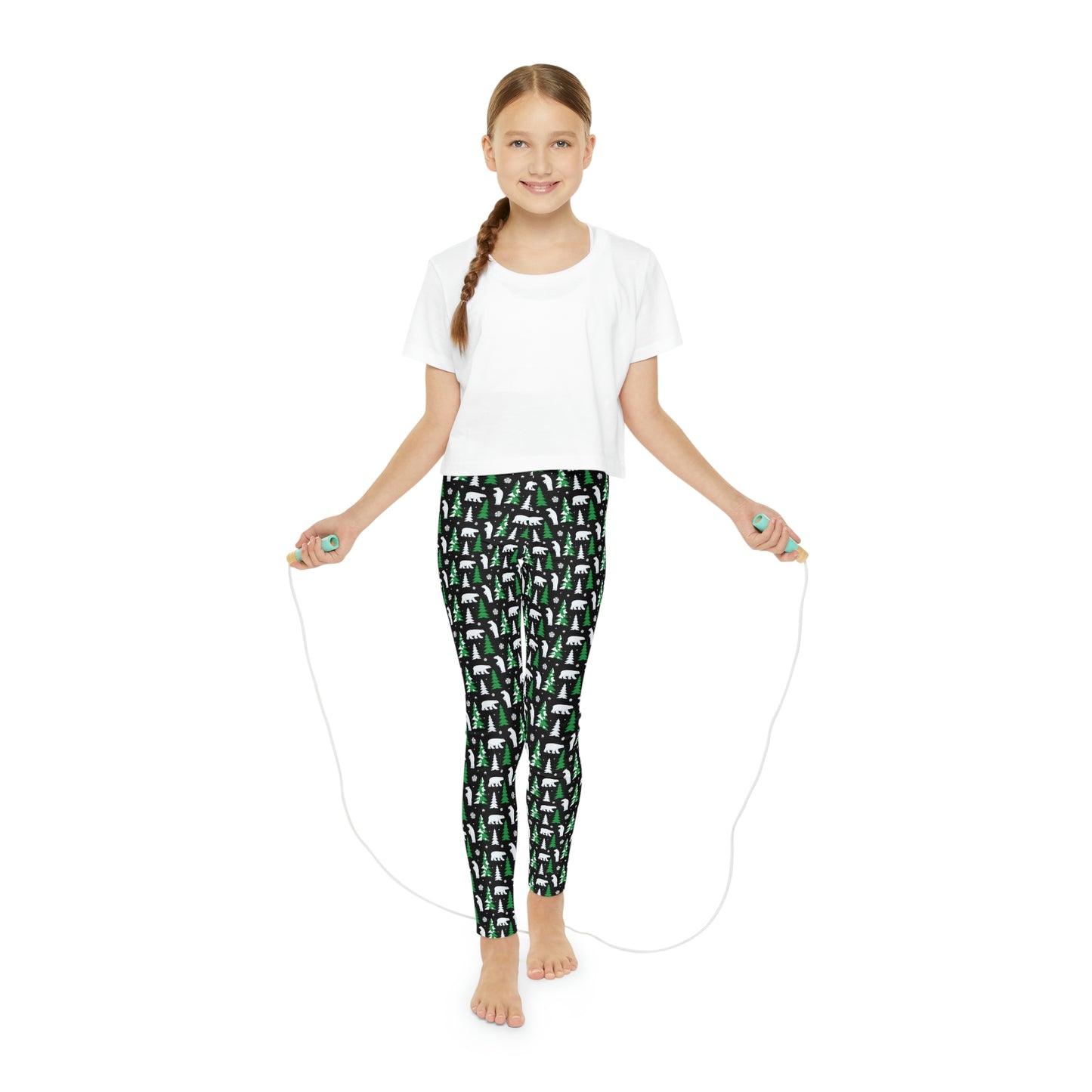 Christmas Tree Bear animal Kingdom Youth Leggings, One of a Kind Gift - Workout Activewear tights for kids, Granddaughter, Niece Christmas Gift