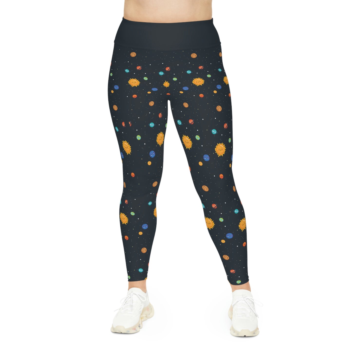 Planet Sun Moon Plus Size Leggings One of a Kind Gift - Unique Workout Activewear tights for Mom fitness, Mothers Day, Girlfriend Christmas Gift