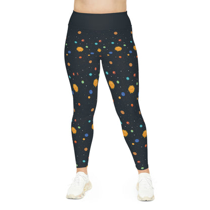 Planet Sun Moon Plus Size Leggings One of a Kind Gift - Unique Workout Activewear tights for Mom fitness, Mothers Day, Girlfriend Christmas Gift