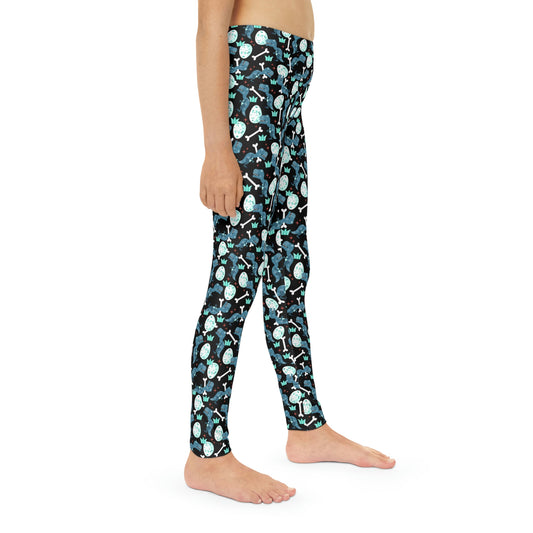 Dinosaur Trex Jurassic Park Youth Leggings, One of a Kind Gift - Unique Workout Activewear tights for kids , Daughter, Niece Christmas Gift