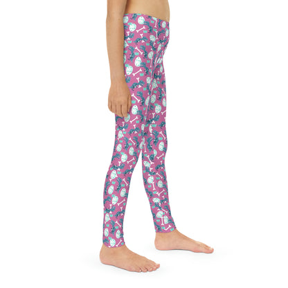 Dinosaur Trex Jurassic Park Youth Leggings,  One of a Kind Gift - Unique Workout Activewear tights for  kids , Daughter, Niece  Christmas Gift