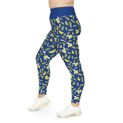 Banana Fruit Plus Size Leggings One of a Kind Gift - Unique Workout Activewear tights for Mom fitness, Mothers Day, Girlfriend Christmas Gift