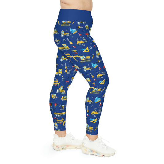 Construction Plus Size Leggings One of a Kind Workout Activewear for Wife Fitness, Best Friend, mom and me tights, Mothers day , Christmas Gift