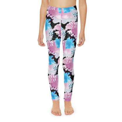 Abstract Cute Summer Youth Leggings, One of a Kind Gift - Workout Activewear tights for kids, Granddaughter, Niece Christmas Gift