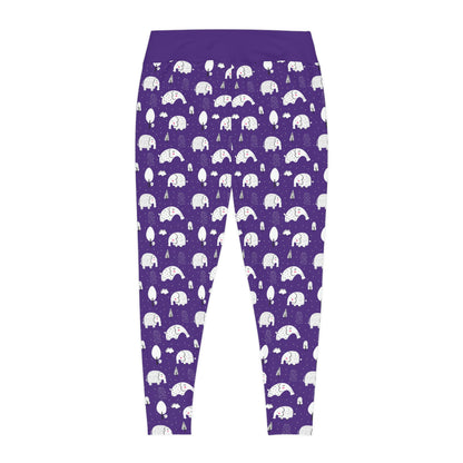 Elephant Safari animal Plus Size Leggings One of a Kind Unique Workout Activewear tights for Mom fitness, Mothers Day, Girlfriend Christmas Gift