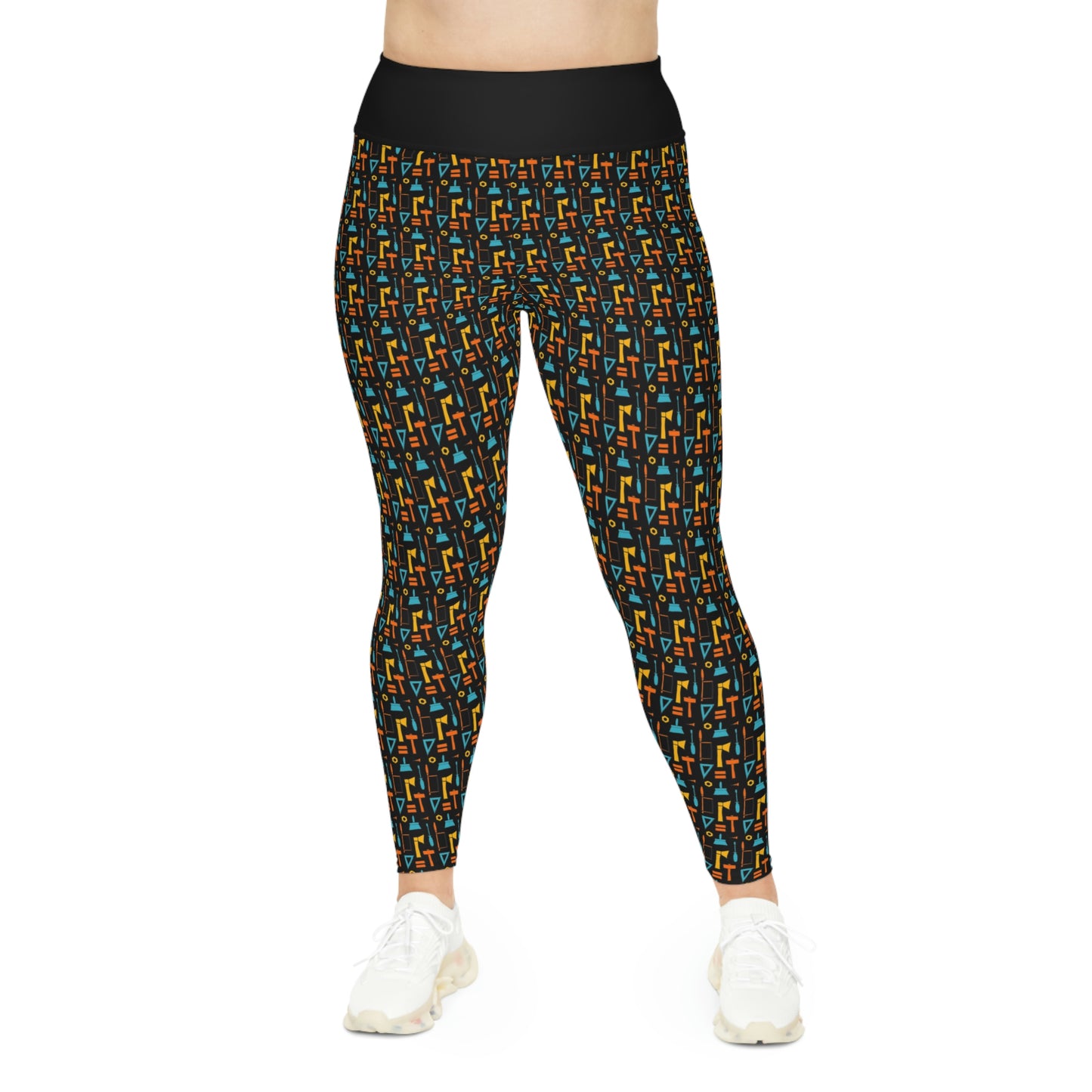 Construction Plus Size Leggings One of a Kind Gift - Unique Workout Activewear tights for Mom fitness, Mothers Day, Girlfriend Christmas Gift