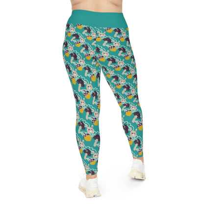 Magic Mushroom Plus Size Leggings One of a Kind Gift - Unique Workout Activewear tights for Mom fitness, Mothers Day, Girlfriend Christmas Gift