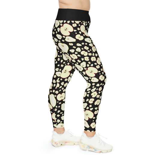Apples Plus Size Leggings One of a Kind Gift - Unique Workout Activewear tights for Mom fitness, Mothers Day, Girlfriend Christmas Gift