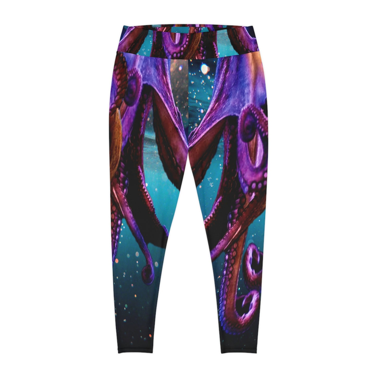 Octopus Beach Plus Size Leggings, One of a Kind Gift - Unique Workout Activewear tights for Mom fitness, Mothers Day, Girlfriend Christmas Gift