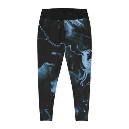 Abstract  Ocean Marble Plus Size Leggings, One of a Kind Workout Activewear for Wife Fitness, Best Friend, mom and me tights Christmas Gift