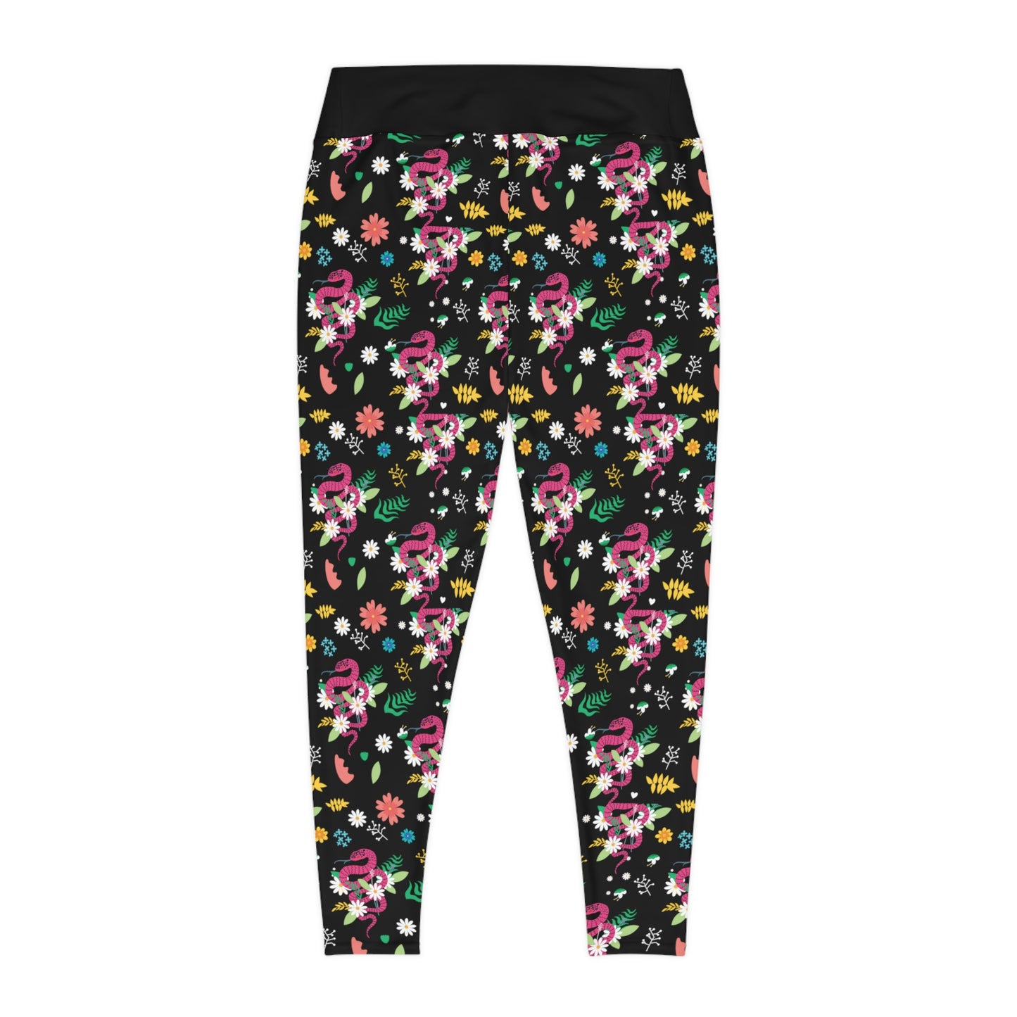 Snake Floral Plus Size Leggings One of a Kind Gift - Unique Workout Activewear tights for Mom fitness, Mothers Day, Girlfriend Christmas Gift