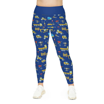 Construction Plus Size Leggings One of a Kind Workout Activewear for Wife Fitness, Best Friend, mom and me tights, Mothers day , Christmas Gift