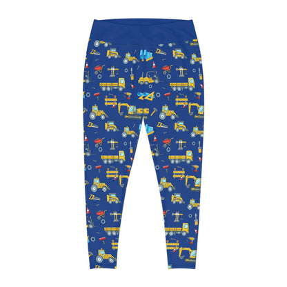 Construction Plus Size Leggings One of a Kind Workout Activewear for Wife Fitness, Best Friend, mom and me tights, Mothers day , Christmas Gift
