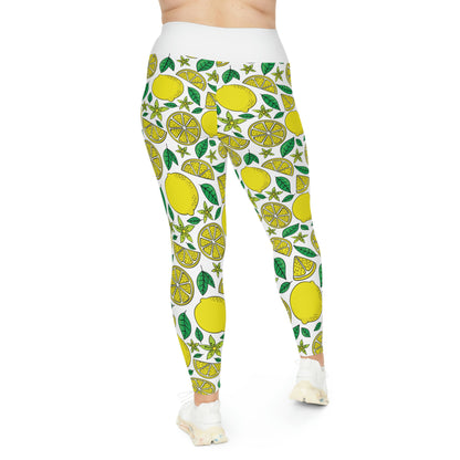 Lemon Summer Plus Size Leggings One of a Kind Gift - Unique Workout Activewear tights for Mom fitness, Mothers Day, Girlfriend Christmas Gift