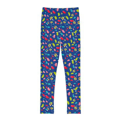 Candy Cane Youth Leggings,  One of a Kind Gift - Unique Workout Activewear tights for  kids Fitness , Daughter, Niece  Christmas Gift