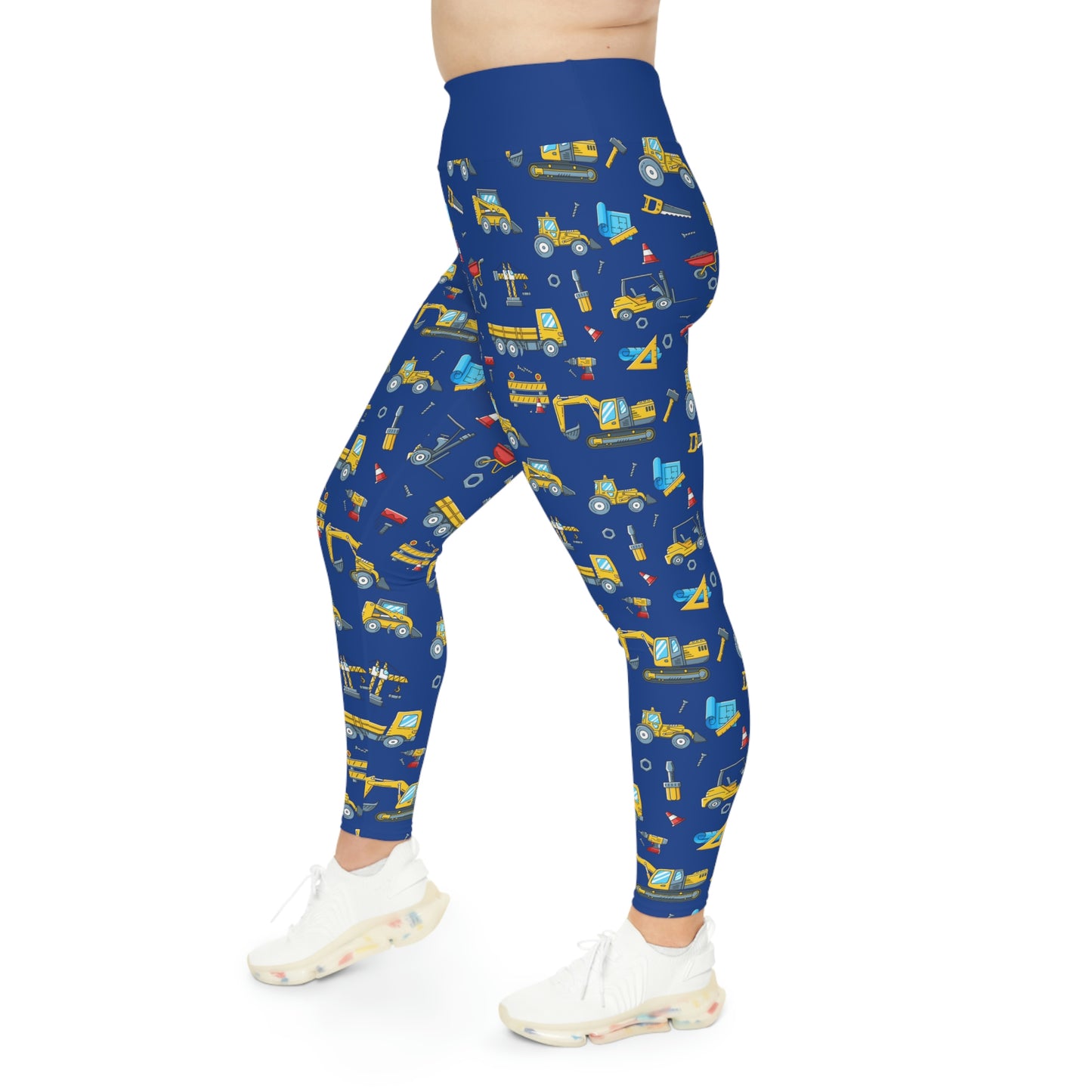 Construction Plus Size Leggings One of a Kind Workout Activewear for Wife Fitness, Best Friend, mom and me tights, Mothers day , Christmas Gift