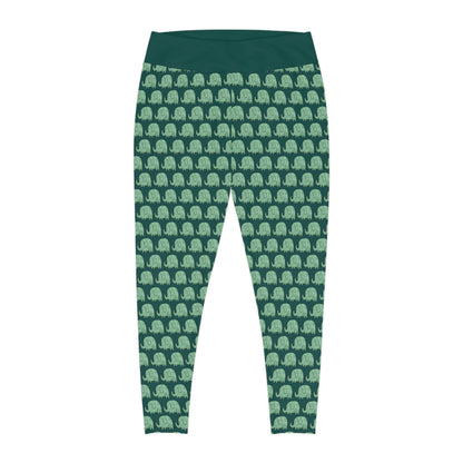 Elephant Safari animal Plus Size Leggings One of a Kind Unique Workout Activewear tights for Mom fitness, Mothers Day, Girlfriend Christmas Gift