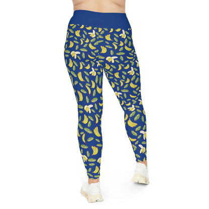 Banana Fruit Plus Size Leggings One of a Kind Gift - Unique Workout Activewear tights for Mom fitness, Mothers Day, Girlfriend Christmas Gift
