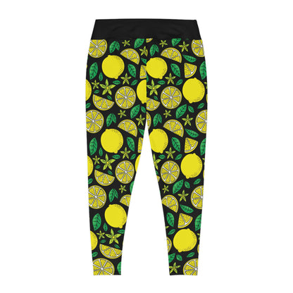 Lemon Summer Plus Size Leggings One of a Kind Gift - Unique Workout Activewear tights for Mom fitness, Mothers Day, Girlfriend Christmas Gift