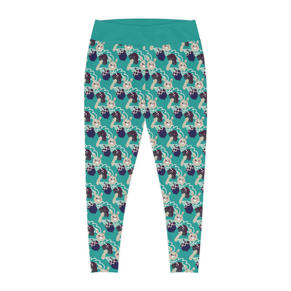 Magic Mushroom Plus Size Leggings One of a Kind Gift - Unique Workout Activewear tights for Mom fitness, Mothers Day, Girlfriend Christmas Gift