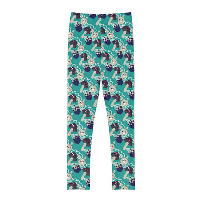 Bunny Mushrooms Youth Leggings,  One of a Kind Gift - Unique Workout Activewear tights for  kids Fitness , Daughter, Niece  Christmas Gift