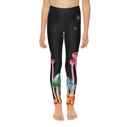 Magic Mushrooms cottagecore, Psychedelic Youth Leggings, One of a Kind - Kids Unique Workout Activewear tights, Daughter, Niece Christmas Gift