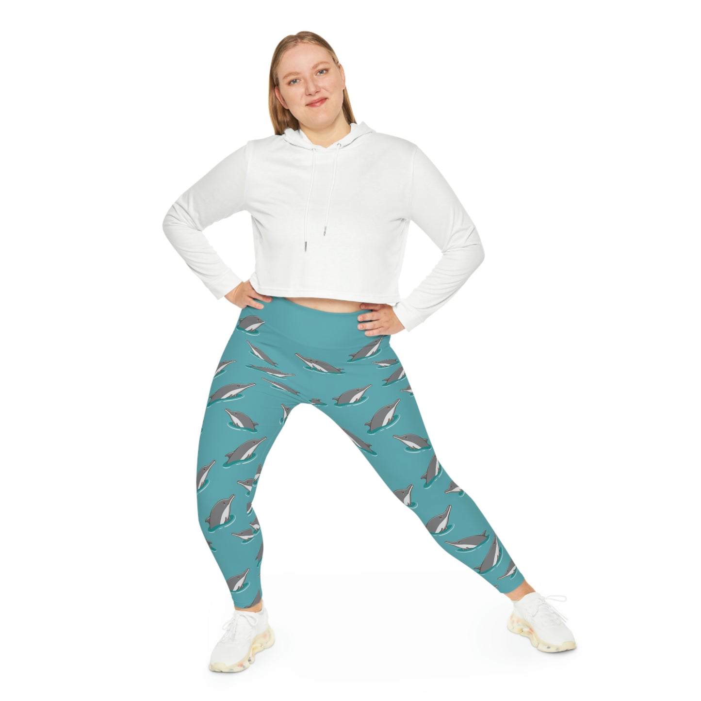 Dolphin, Ocean, Beach Plus Size Leggings One of a Kind Gift - Workout Activewear tights for Mom fitness, Mothers Day, Girlfriend Christmas Gift
